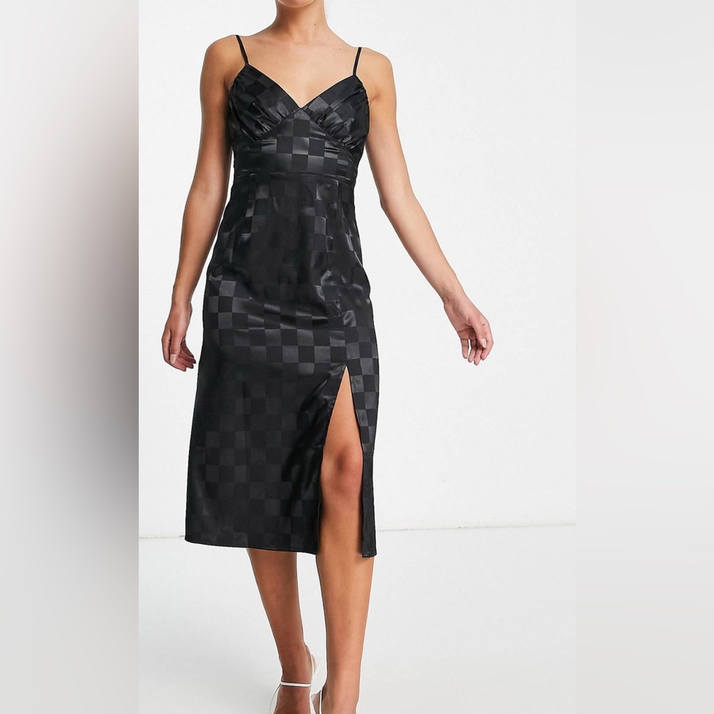 checkered satin dress